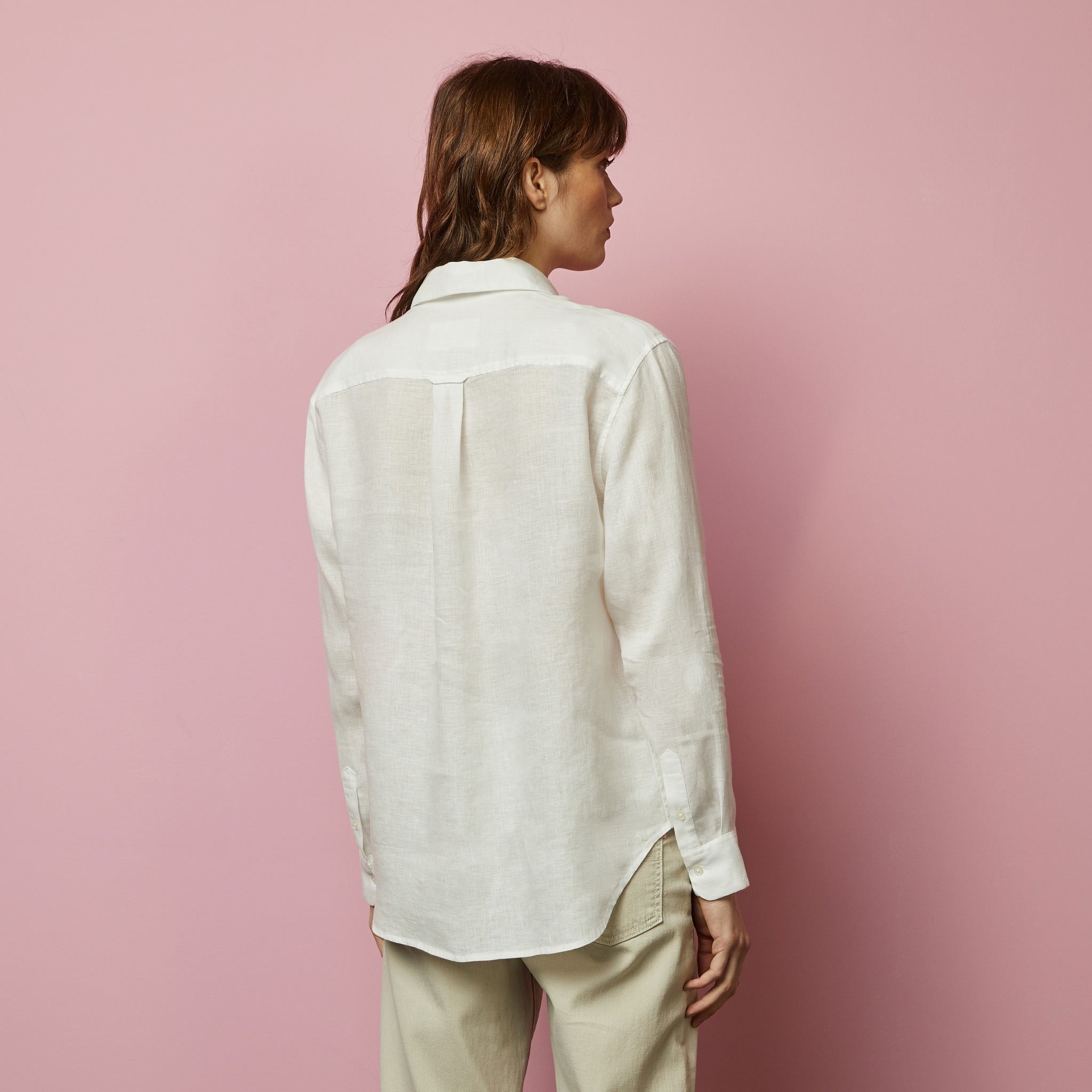 Chemisier blanc uni en lin