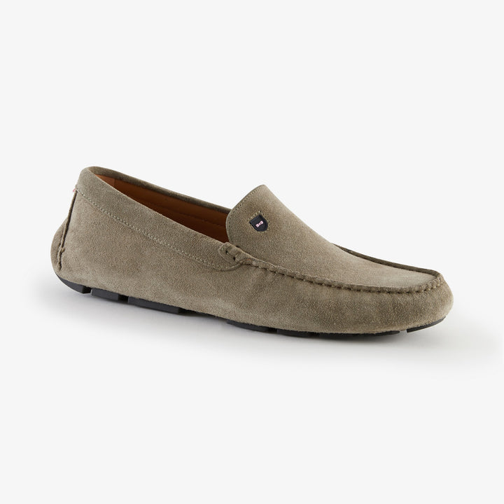 Mocassins kaki en cuir suédé