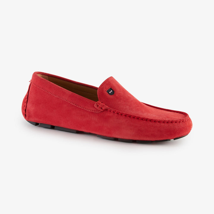 Mocassins rouges en cuir suédé