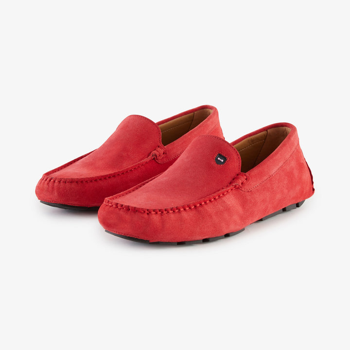 Mocassins rouges en cuir suédé