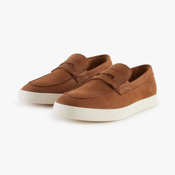 Mocassins marron en cuir grainé