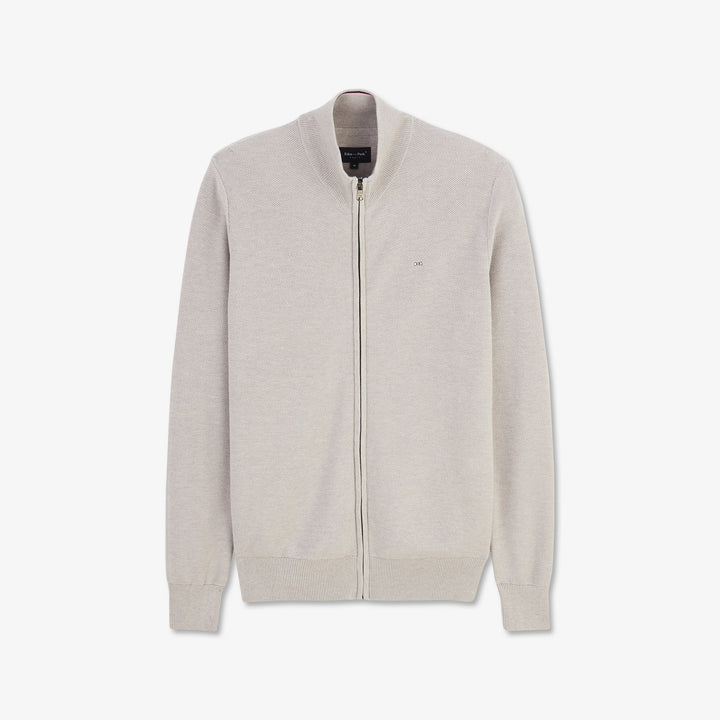 Cardigan gris zippé en point de riz