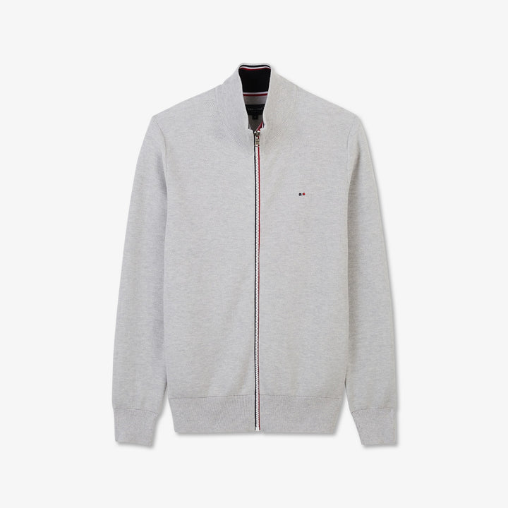 Cardigan gris zippé en point de riz
