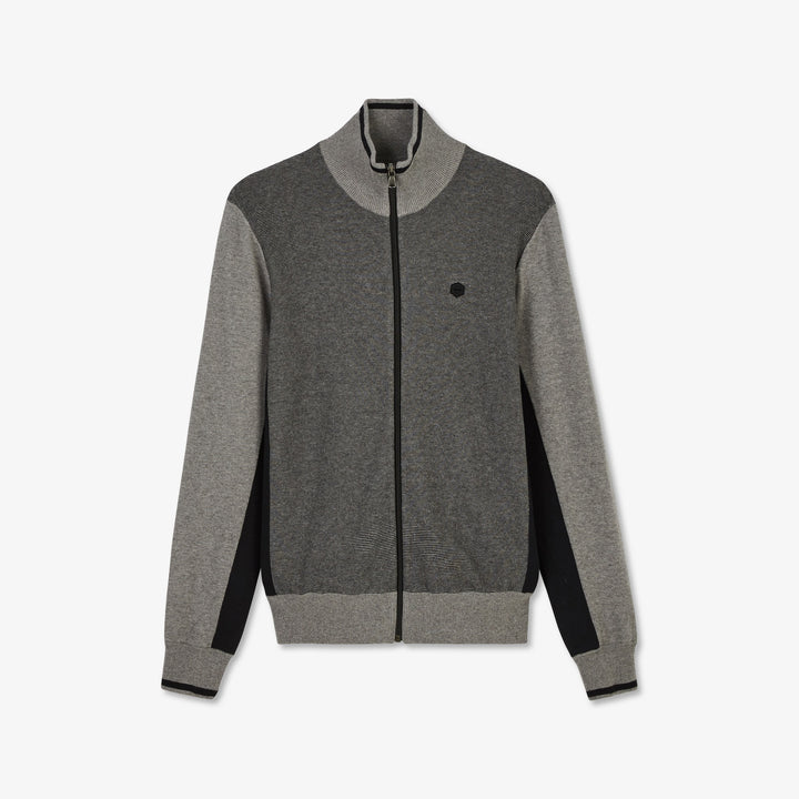 Cardigan zippé color-block en jeu de maille