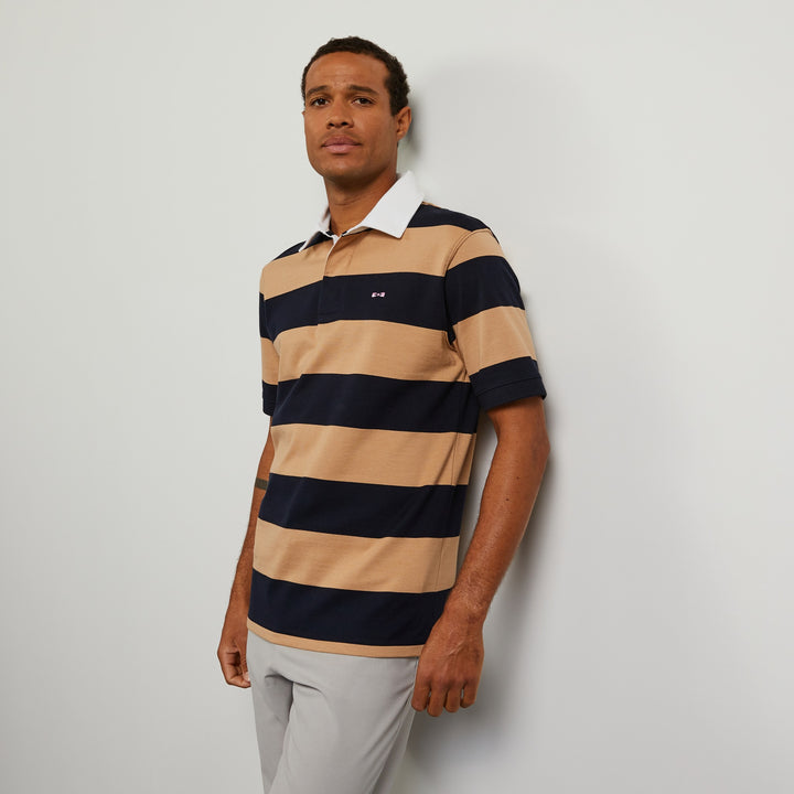Maillot marron rayé à manches courtes