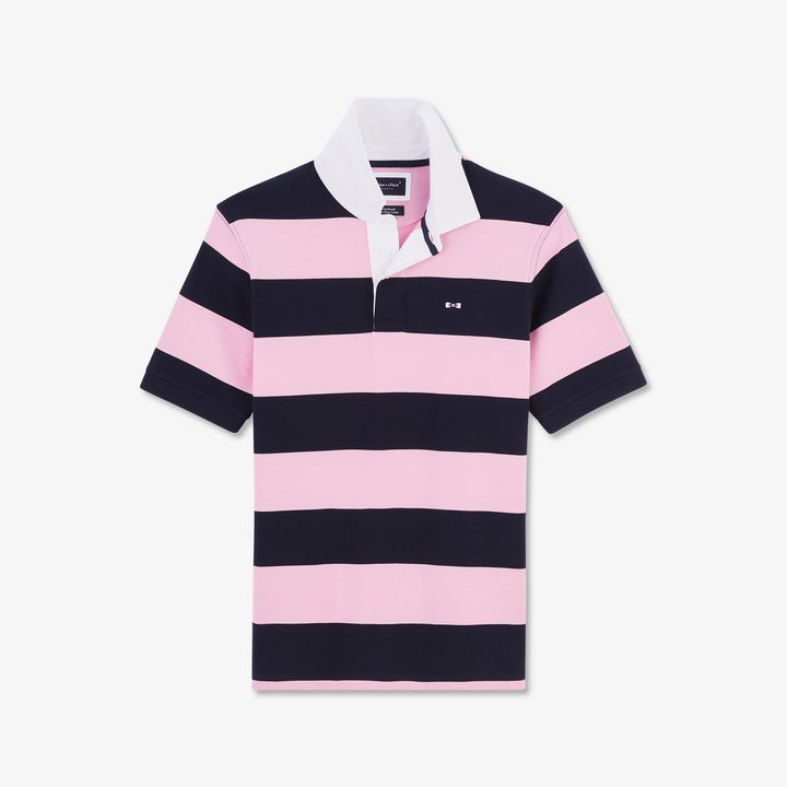 Maillot rose rayé à manches courtes