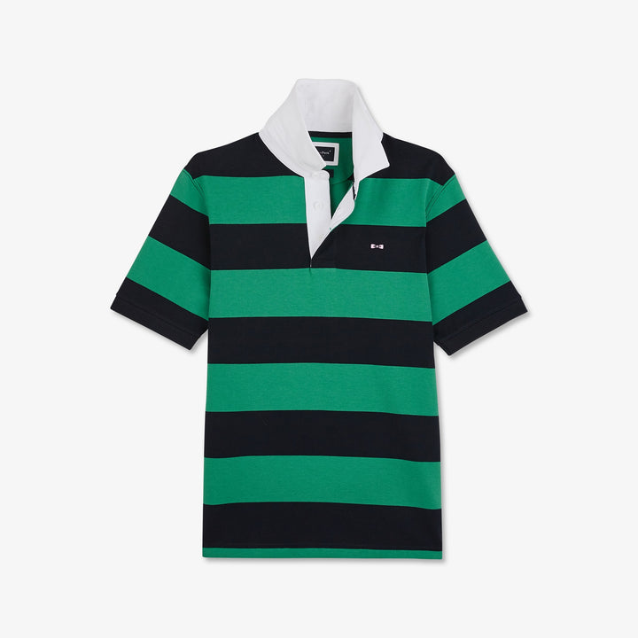 Maillot vert rayé à manches courtes