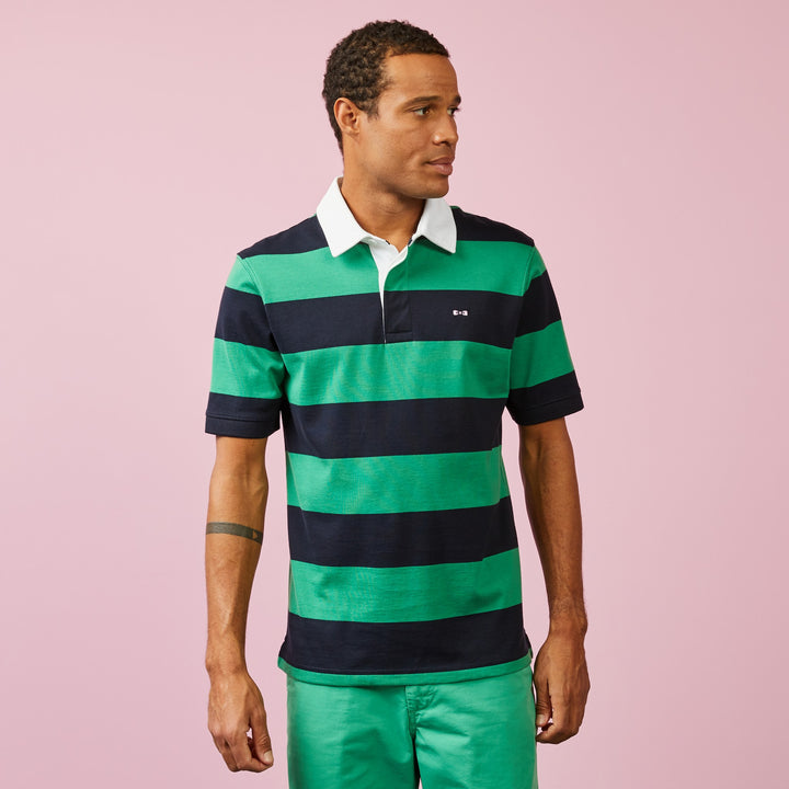 Maillot vert rayé à manches courtes