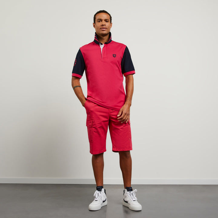Maillot rouge color-block à manches courtes