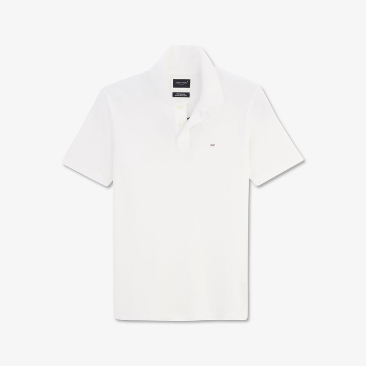 Polo blanc manches courtes à logo brodé dos