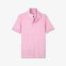 Polo rose en coton Pima piqué à col rayé