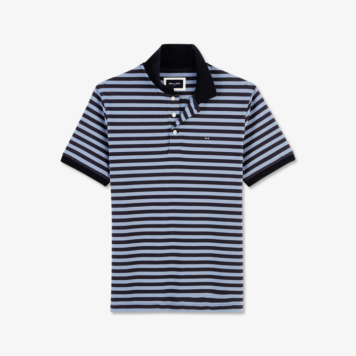 Polo rayé bicolore en coton mélangé