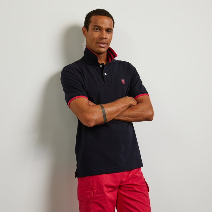 Polo manches courtes bleu marine en jersey