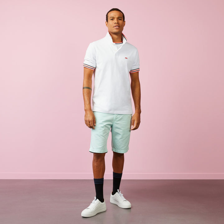 Polo uni en coton blanc