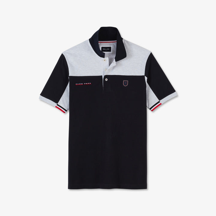 Polo color-block gris en coton piqué