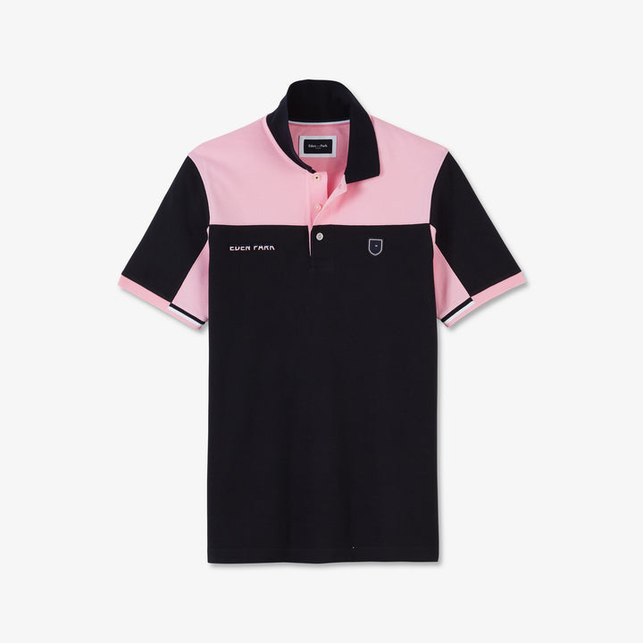 Polo color-block rose en coton piqué