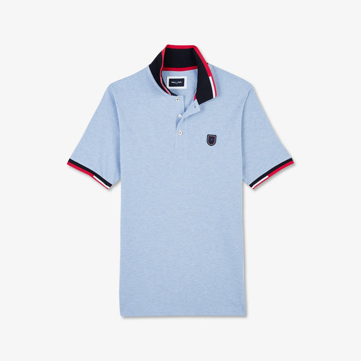 Polo bleu en coton piqué