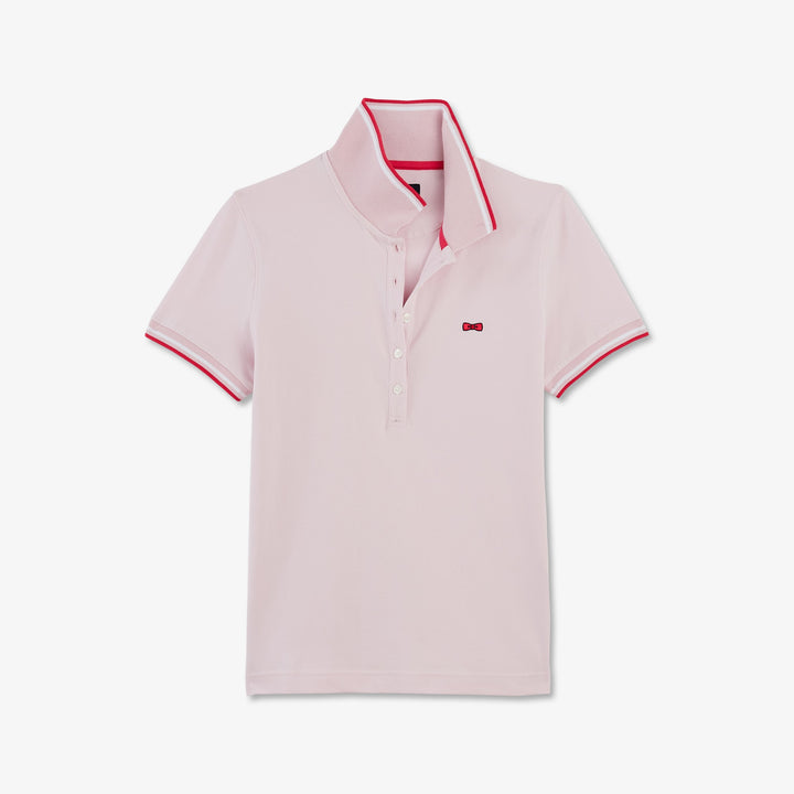 Polo rose clair manches courtes à logo patch
