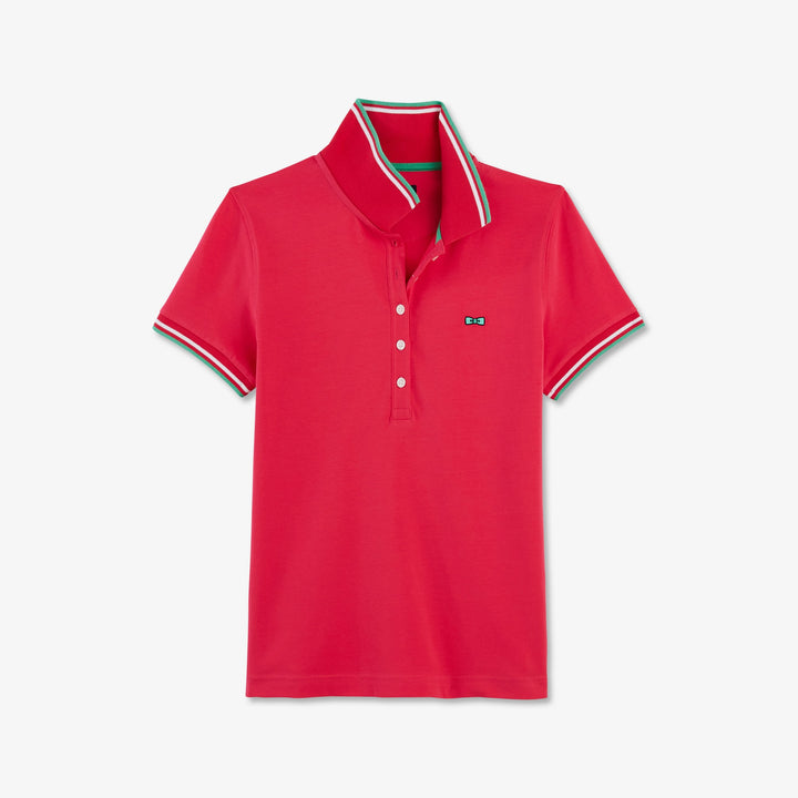 Polo rose manches courtes à logo patch