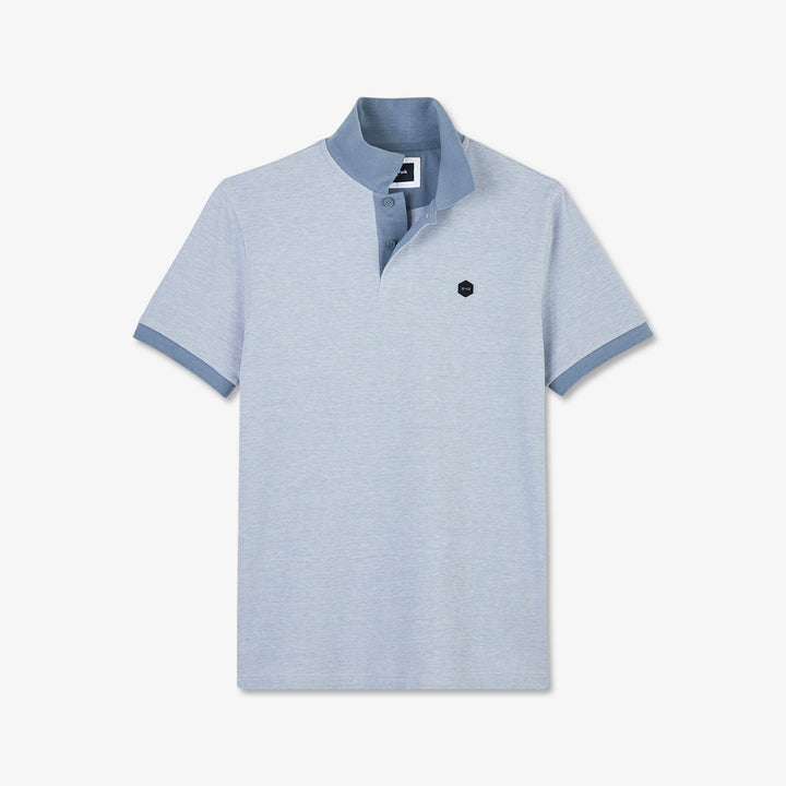 Polo bleu uni en coton piqué