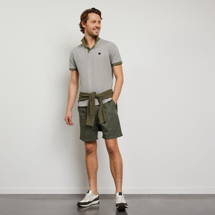 Polo kaki uni en coton piqué