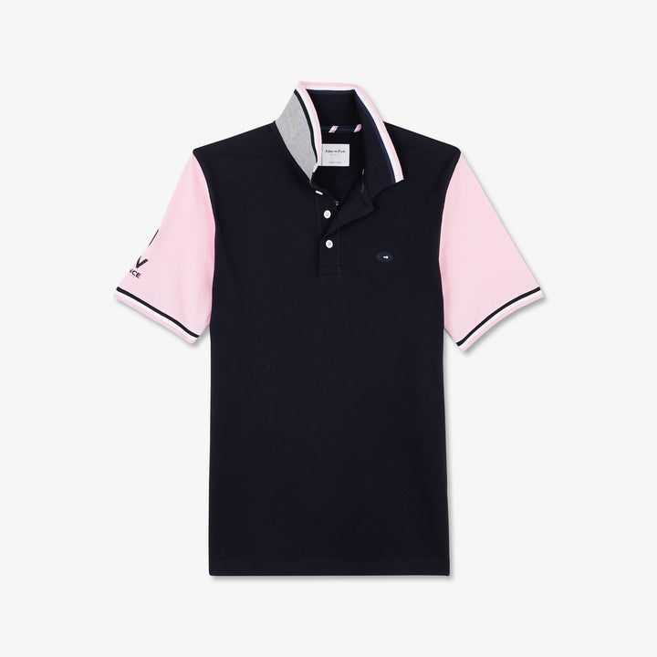 Polo color-block bleu marine en coton piqué