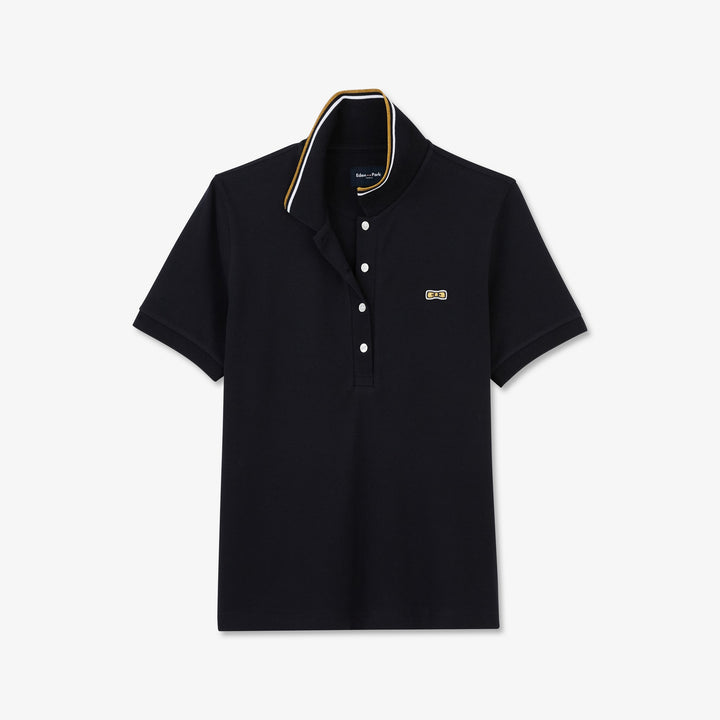 Polo bleu foncé piqué à détails brillants