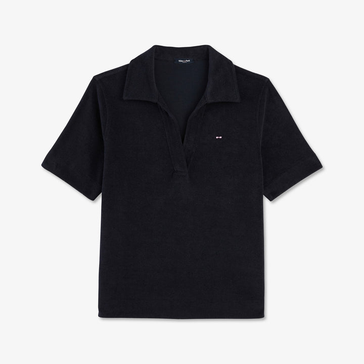Polo bleu foncé en maille éponge