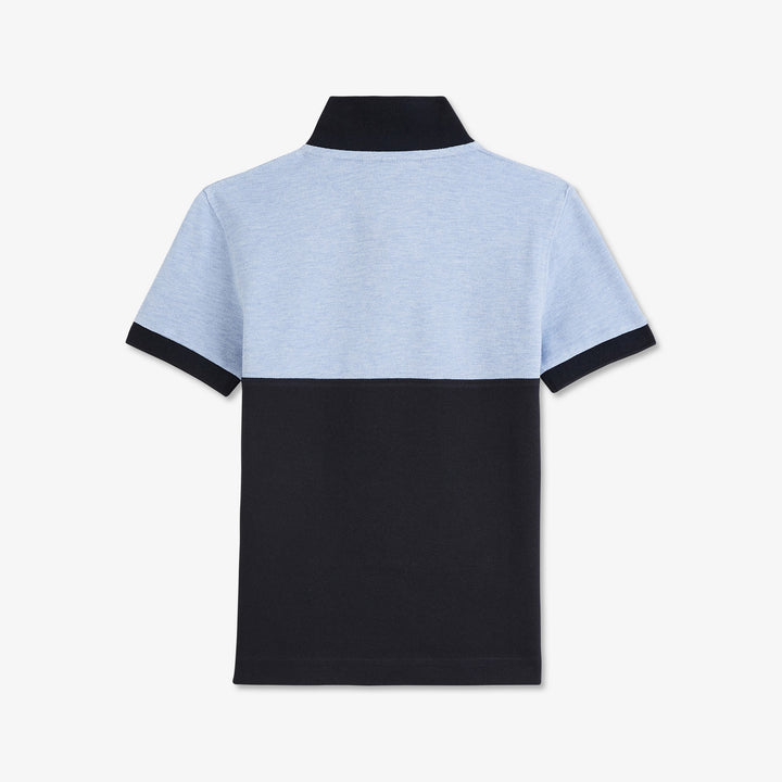 Polo bleu clair color-bock à broderie tricolore