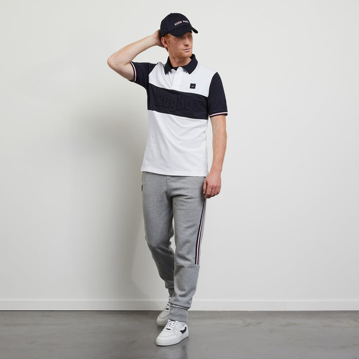 Polo blanc à manches courtes embossé