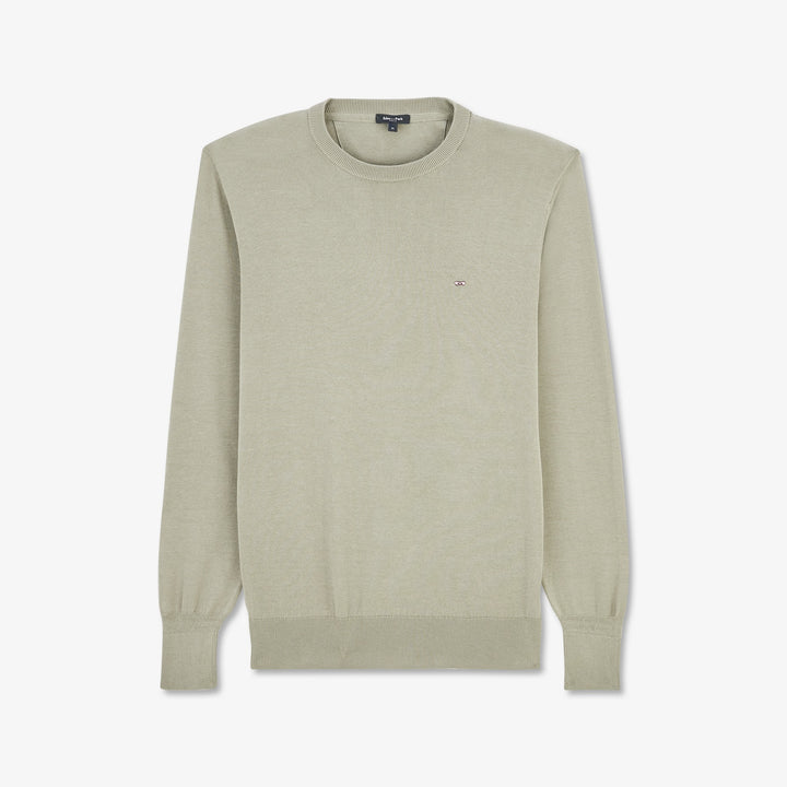 Pull beige uni en maille fine