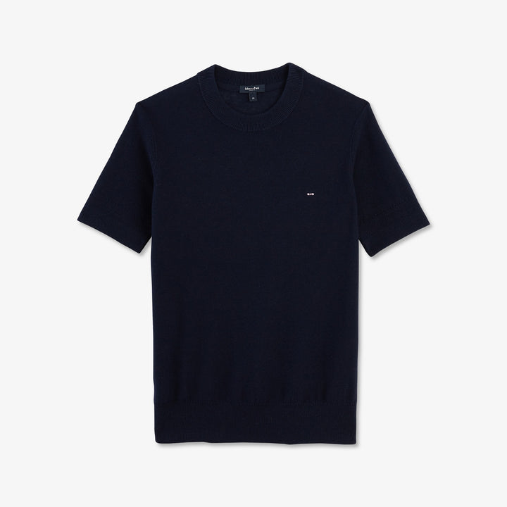 Pull à manches courtes uni bleu foncé