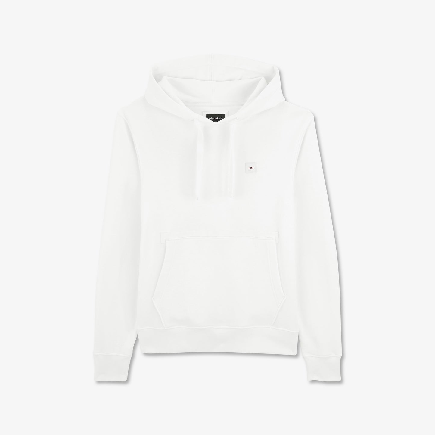 Plain white sweatshirt with hood