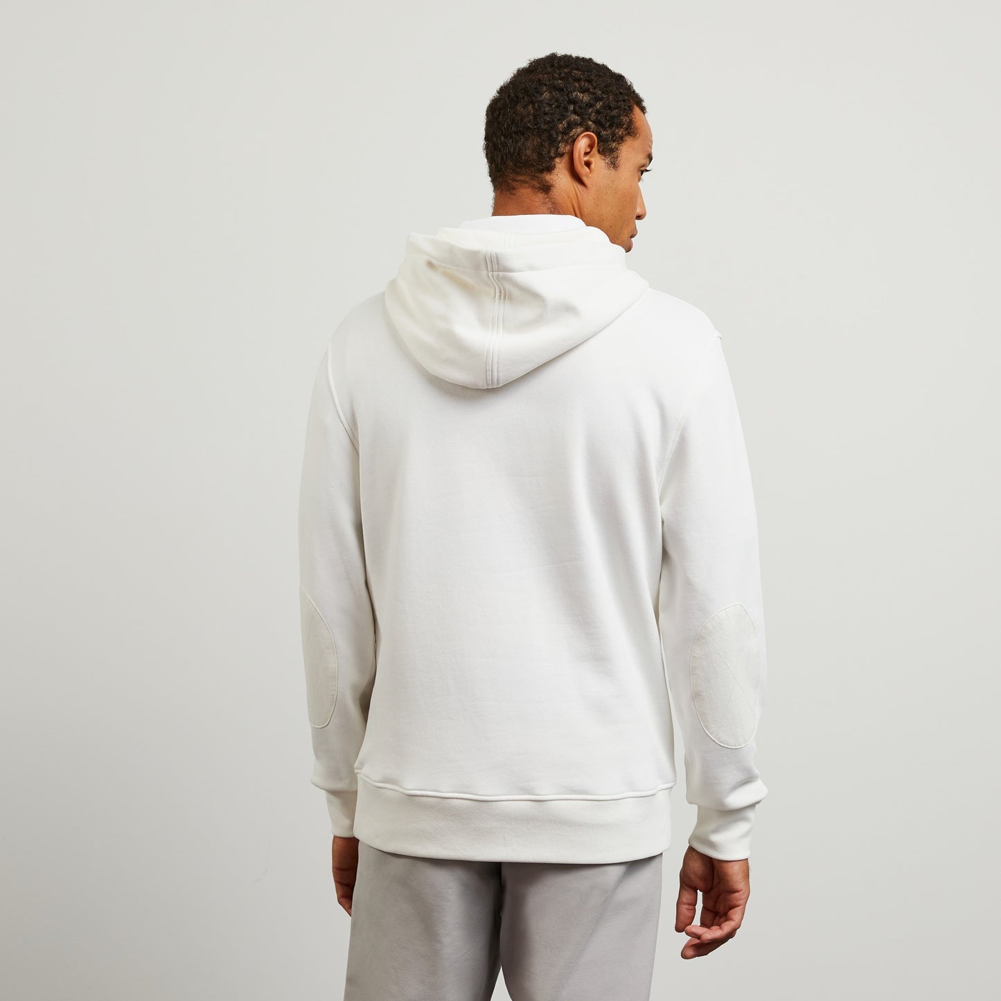 Plain white sweatshirt with hood