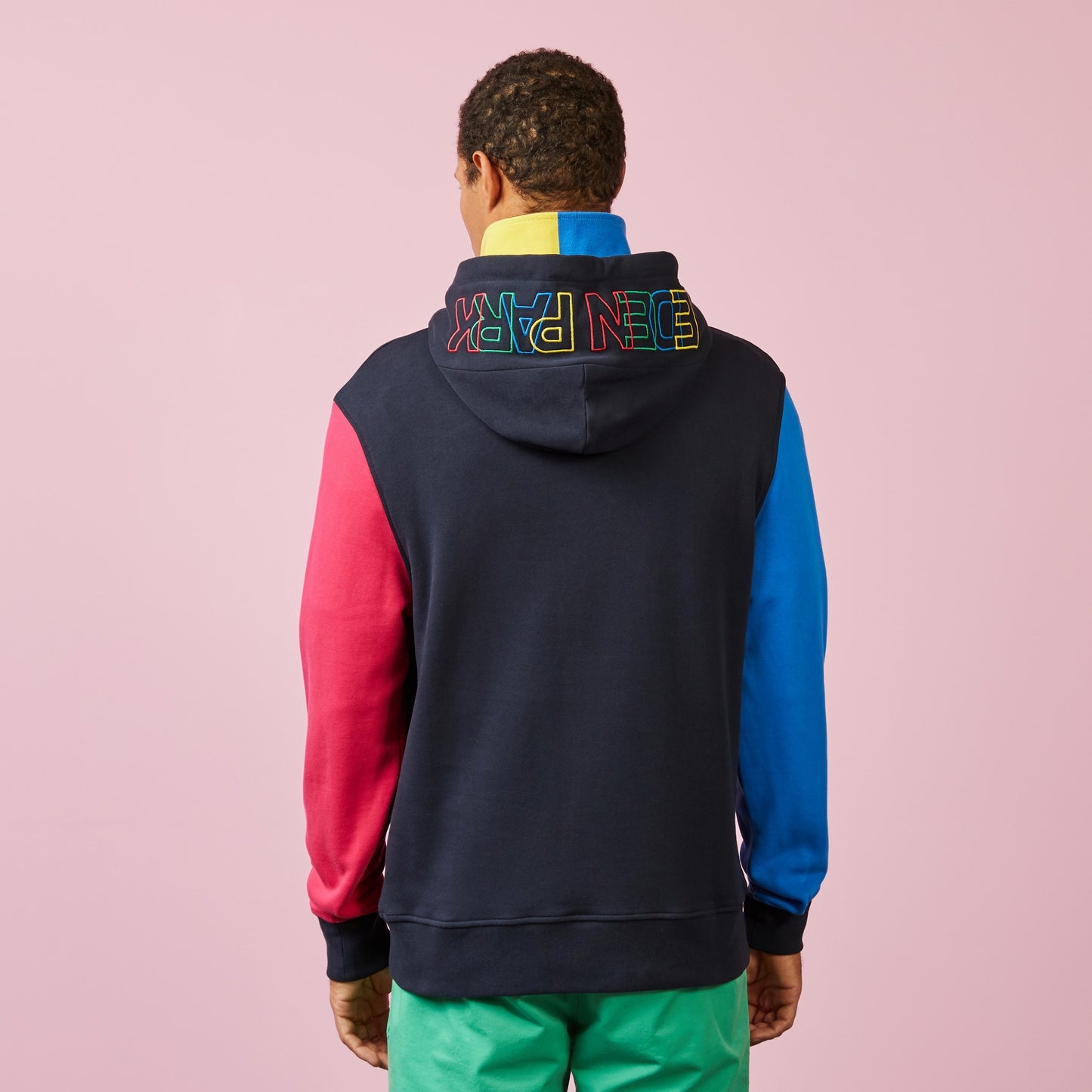 Sweat à capuche color-block bleu marine