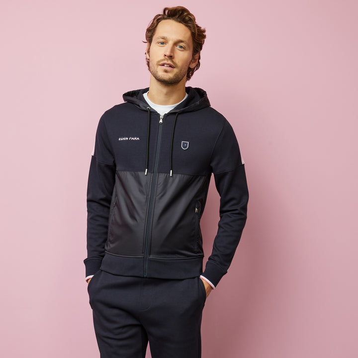 Sweat bimatière à détails tricolores