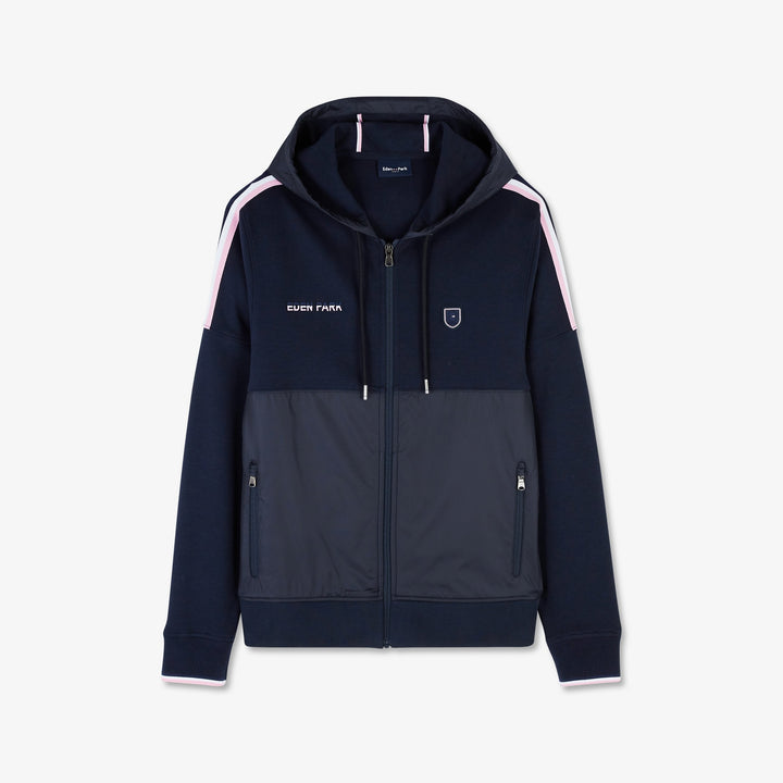 Sweat bimatière à détails tricolores