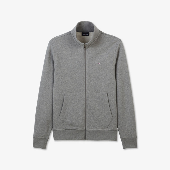 Sweat zippé gris à col montant