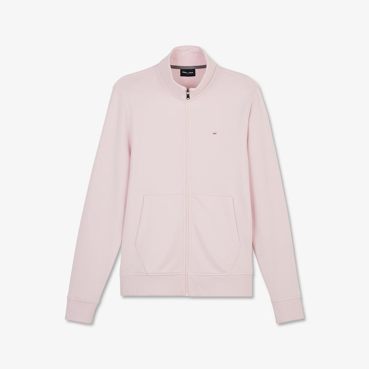 Sweat zippé rose pâle à col montant