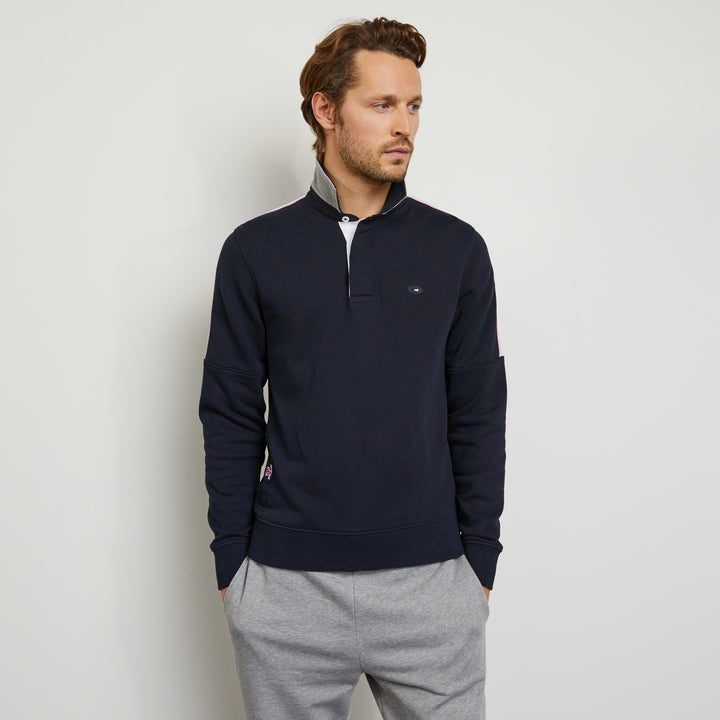 Sweat bleu foncé à broderie XV de France et détails tricolores