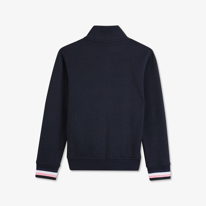 Sweat bleu foncé bi-matière zippé