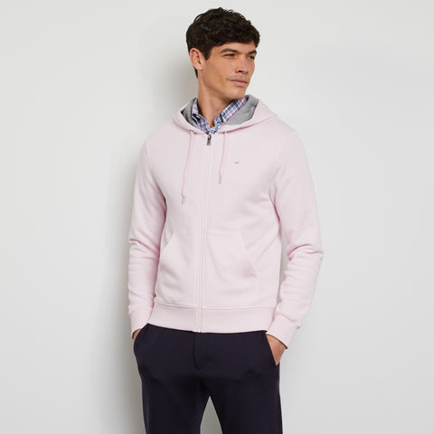 Sweat rose clair zippé à capuche - Image 1