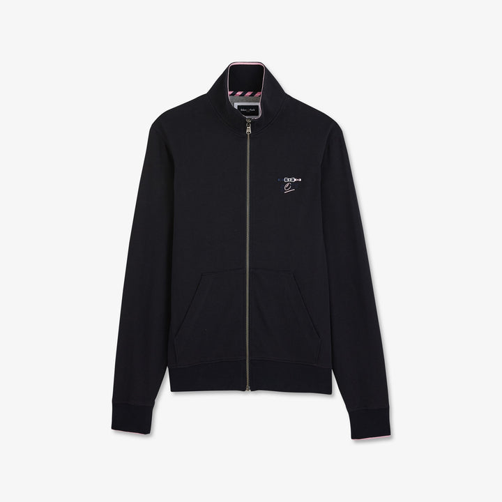 Sweat zippé bleu marine à col montant
