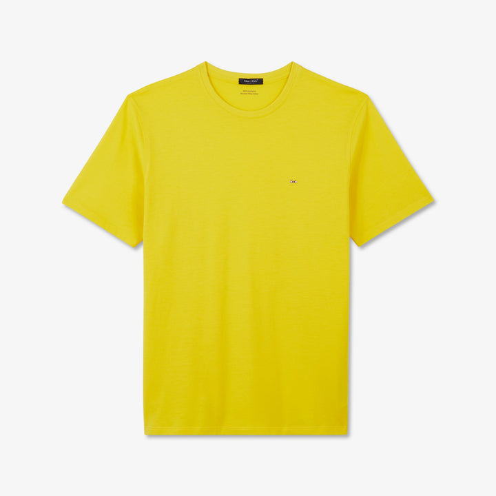 T-shirt manches courtes uni jaune en coton Pima
