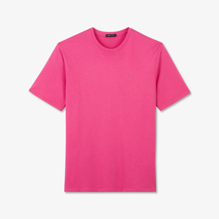 T-shirt manches courtes uni rose en coton Pima