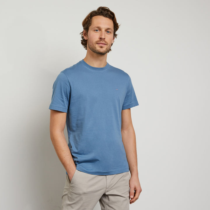 T-shirt bleu foncé à broderie noeud dos