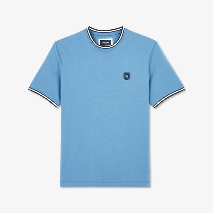 T-shirt bleu foncé à détails tricolores