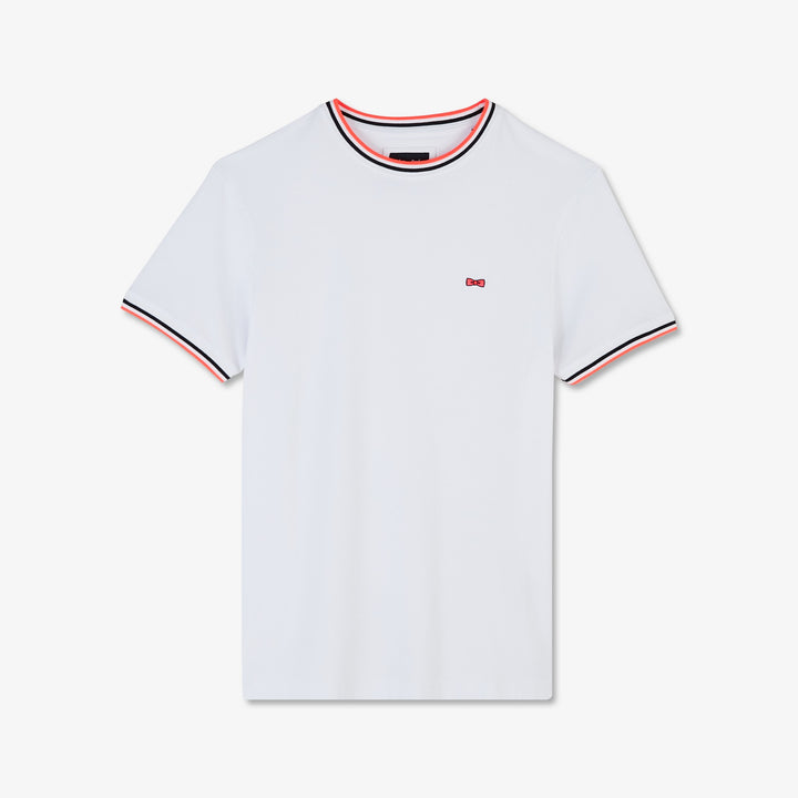 T-shirt uni blanc à détails tricolores