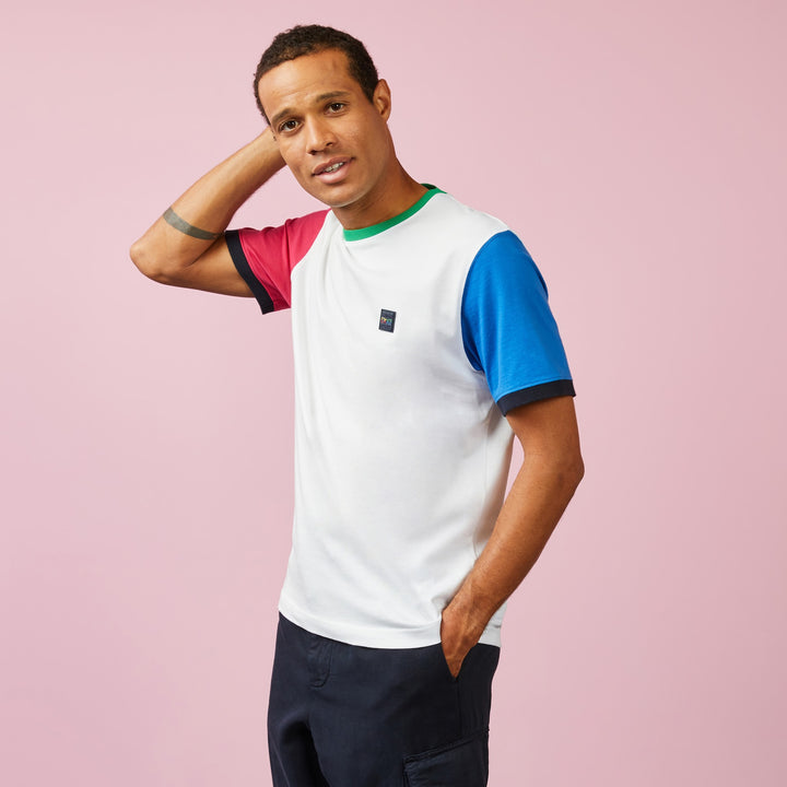 T-shirt blanc colorblock