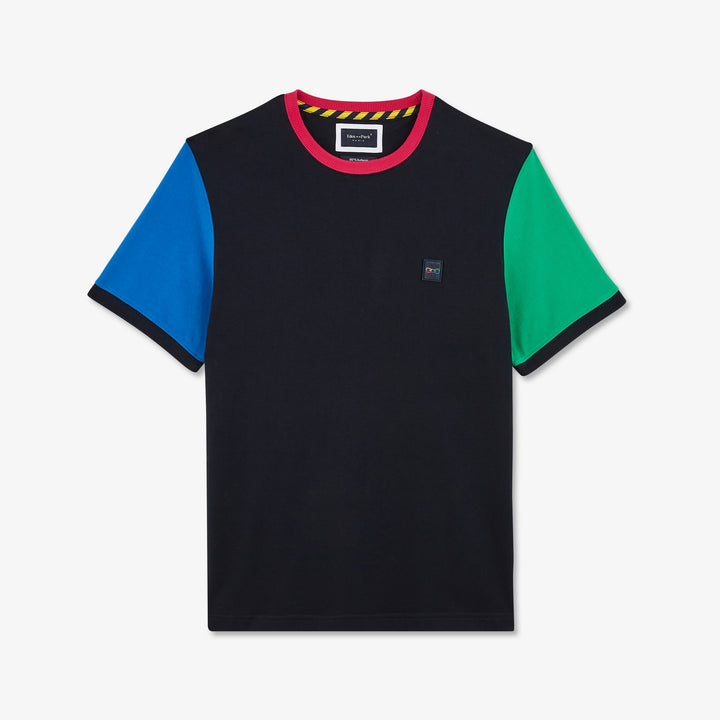 T-shirt bleu foncé colorblock